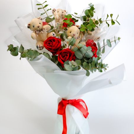 Kırmızı Gül ve Ayıcık Buketi