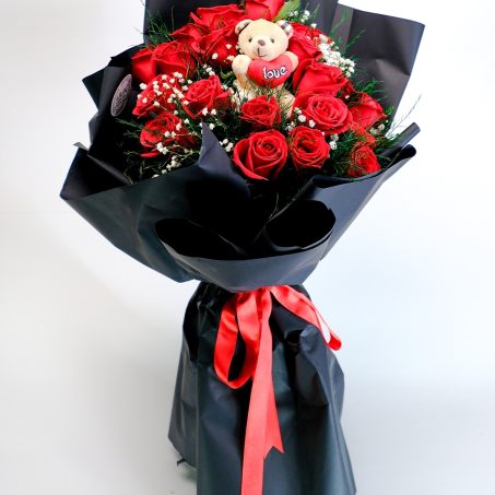Kırmızı Gül ve Ayıcık Buketi