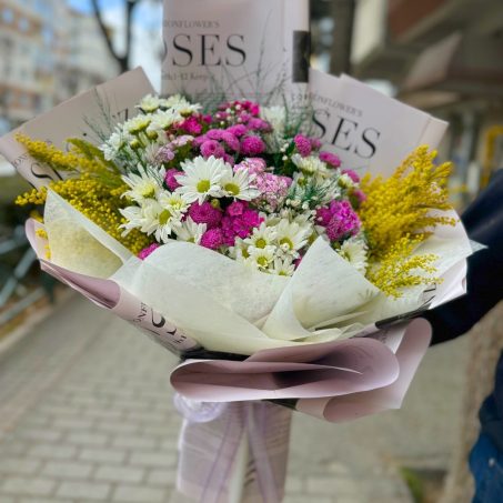 Pembe Beyaz Kasımpatı Buketi